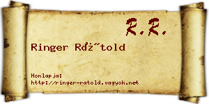 Ringer Rátold névjegykártya